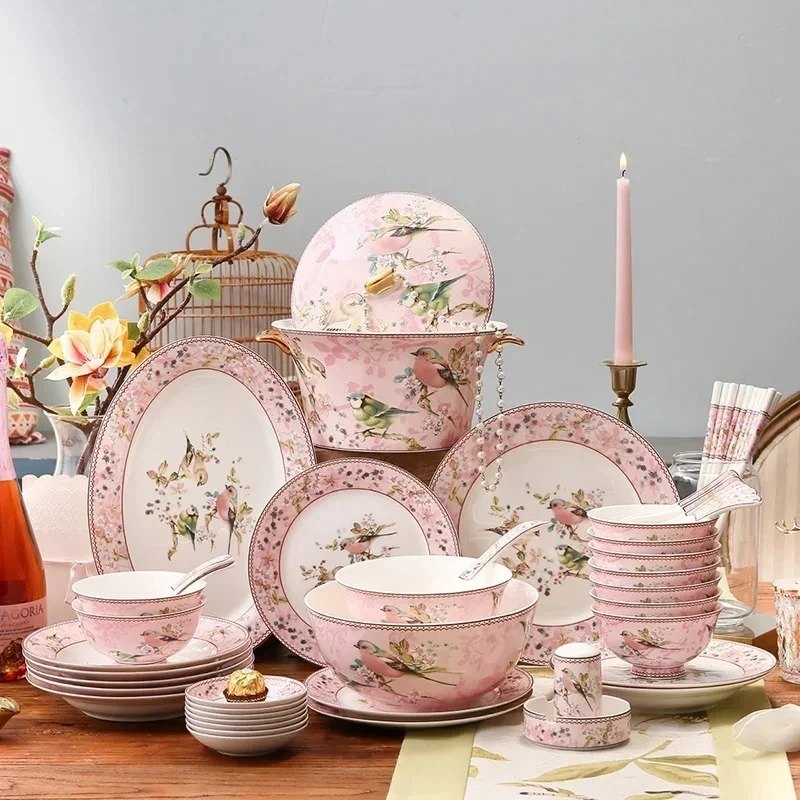 Juego de Vajilla de Porcelana Fina X-S de Lujo para Comedor, Cocina, Navidad, Platos para Invitados