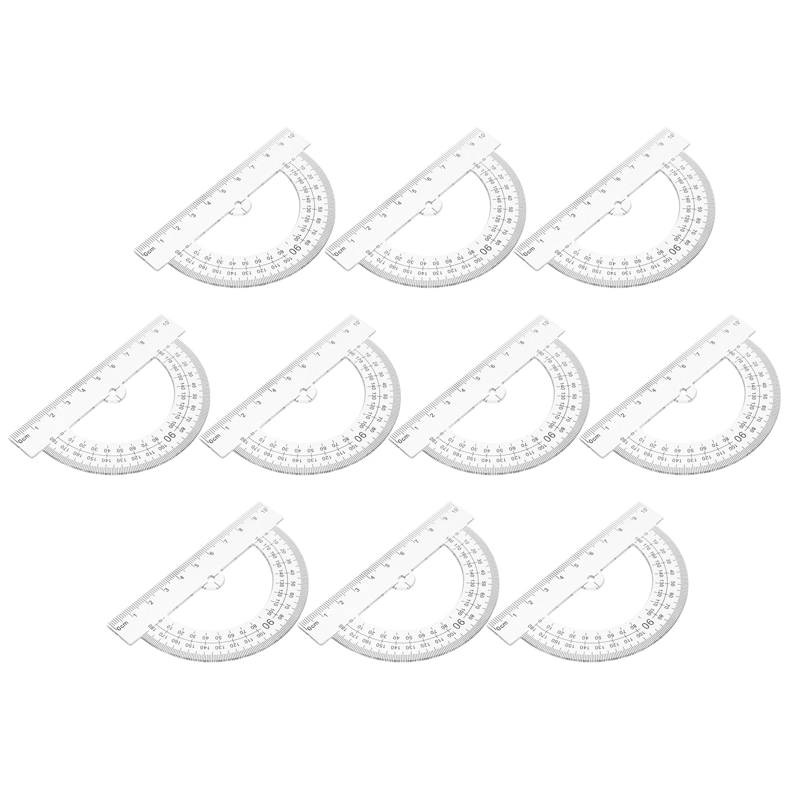 

10pcs Mini Half Circle Protractors Transparent Measuring Tools for Students Math Geometry Stationery White Plastic Drawing Tool