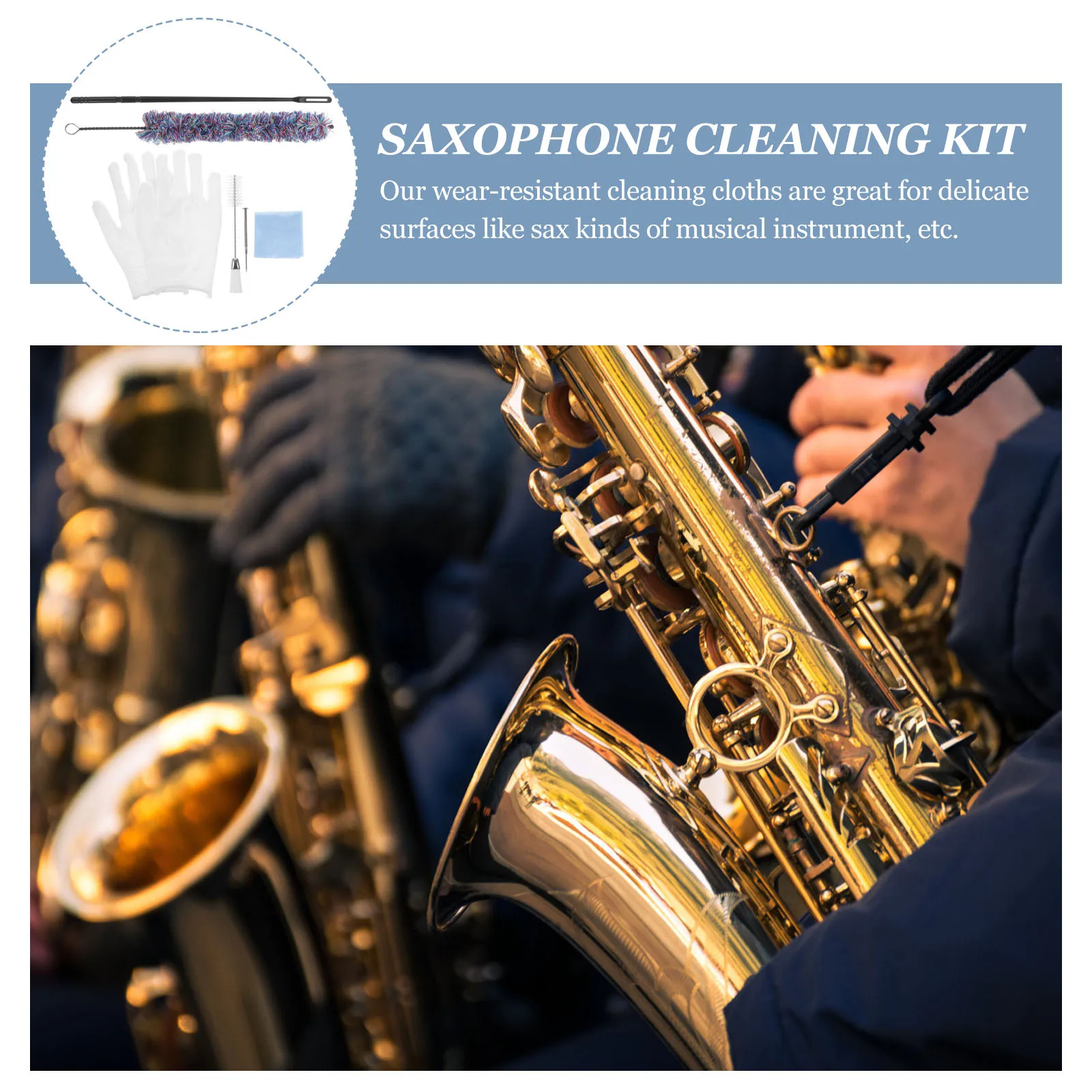 

1Set Sax Cleaning Kit Essential Tools Flute Clarinet Cloth Brushes Clean No Stains Fingerprints