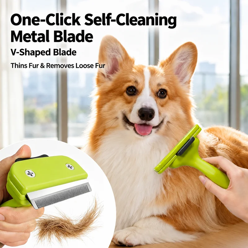 3 In 1 Pet Hair Grooming Set Stainless Steel Deshedding Brush TPR Handle Pin Comb Dual Brush For Dogs Cats Shedding Fur Remover