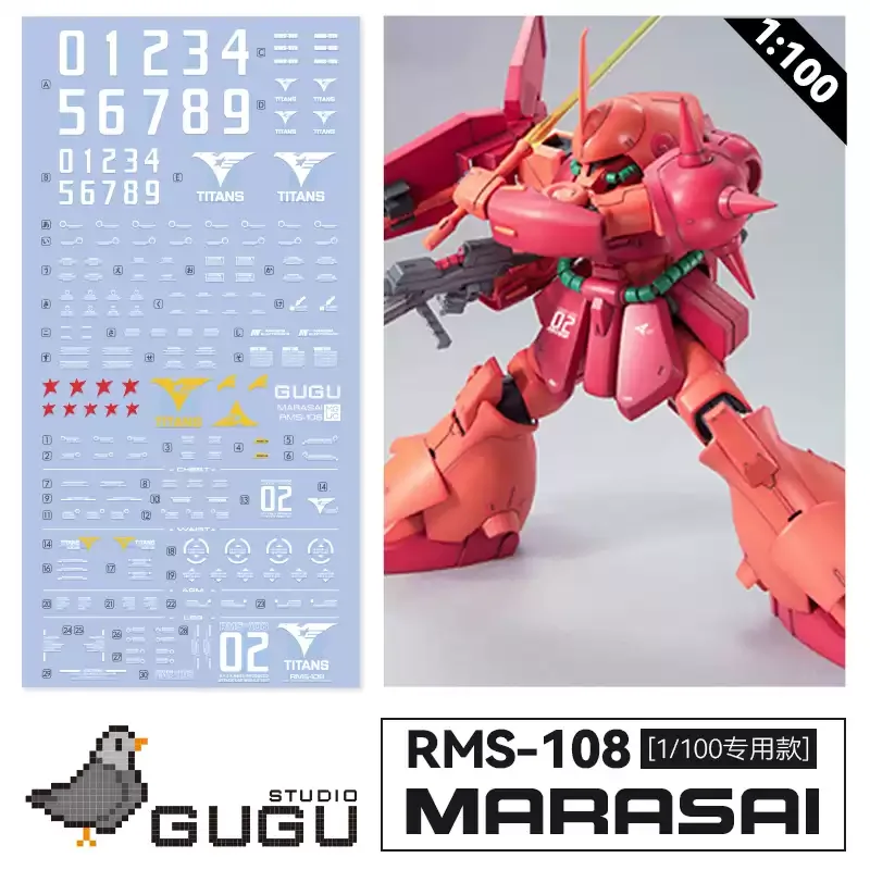 GUGU Decal GU‑M156 High Precision Waterslide Decal for MG 1/100 RMS‑108 Marasai Hobby DIY Detail Modified Accessories