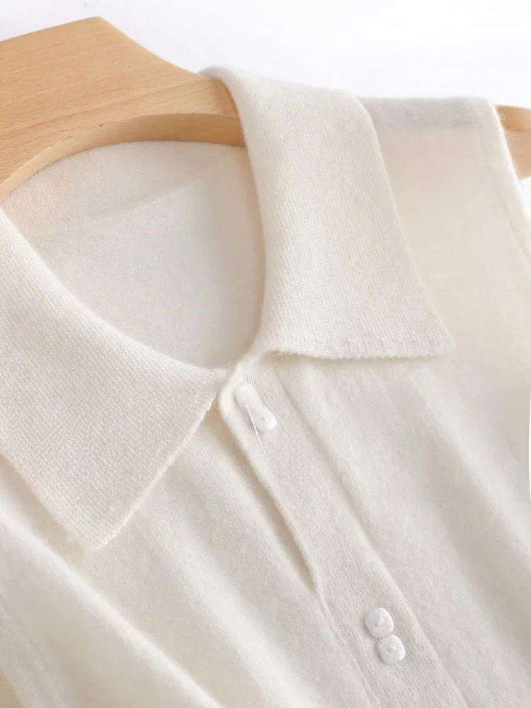 سترة محبوكة ذات ياقة خفيفة الوزن أنيقة كاجوال للتنقل، وسادة كتف جميلة وفريدة من نوعها بلون نقي #4