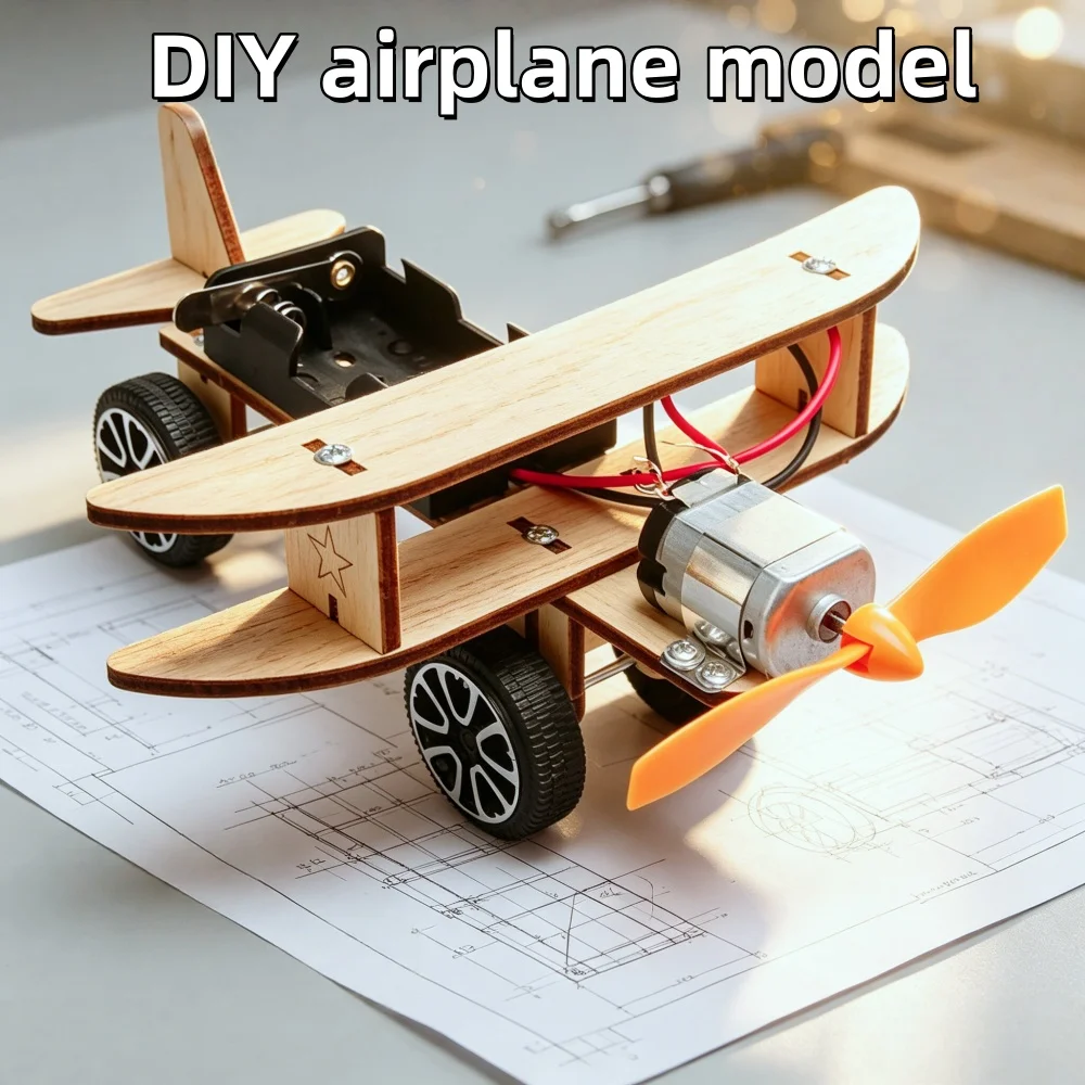 Kit d'expérimentation scientifique DIY : Modèle d'avion électrique en bois à assembler – Outil de démonstration de physique éducatif pour l'enseignement et les loisirs créatifs