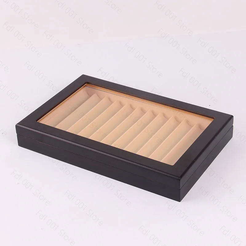 Black/ Burgundy Wooden Pen Display Storage Case, 78 Pens Capacity, Fountain Pen Collector Organizer Box With Transparent Window