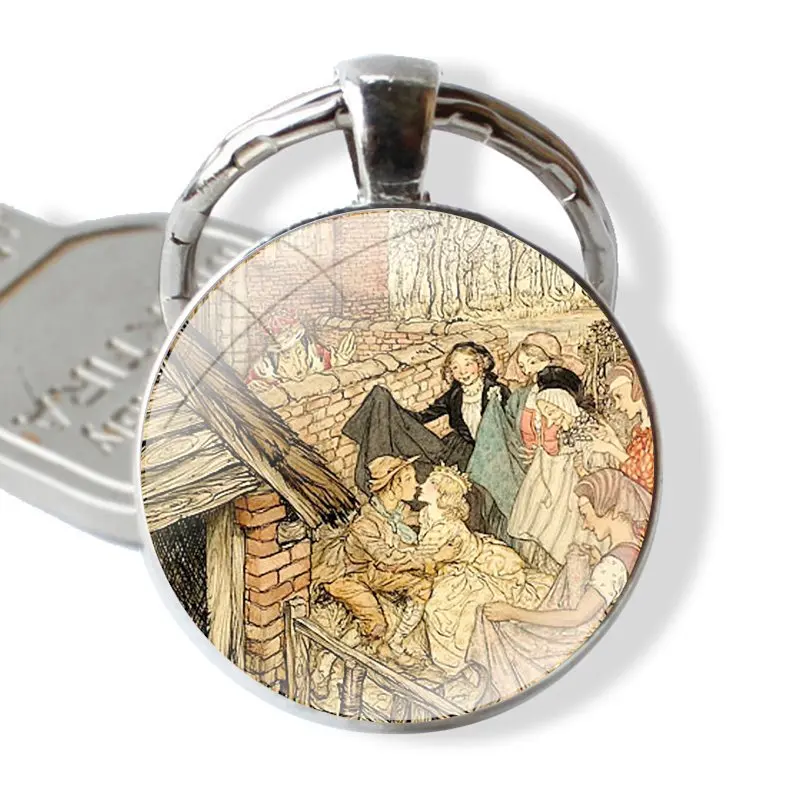 art poster ALPHONSE MUCHA Keychain Handmade Glass Cabochon Key Ring Holder Pendant Key Chains