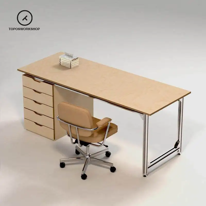 YFY aluminum profile ocean plate office writing table household modern aluminum profile computer table birch board table