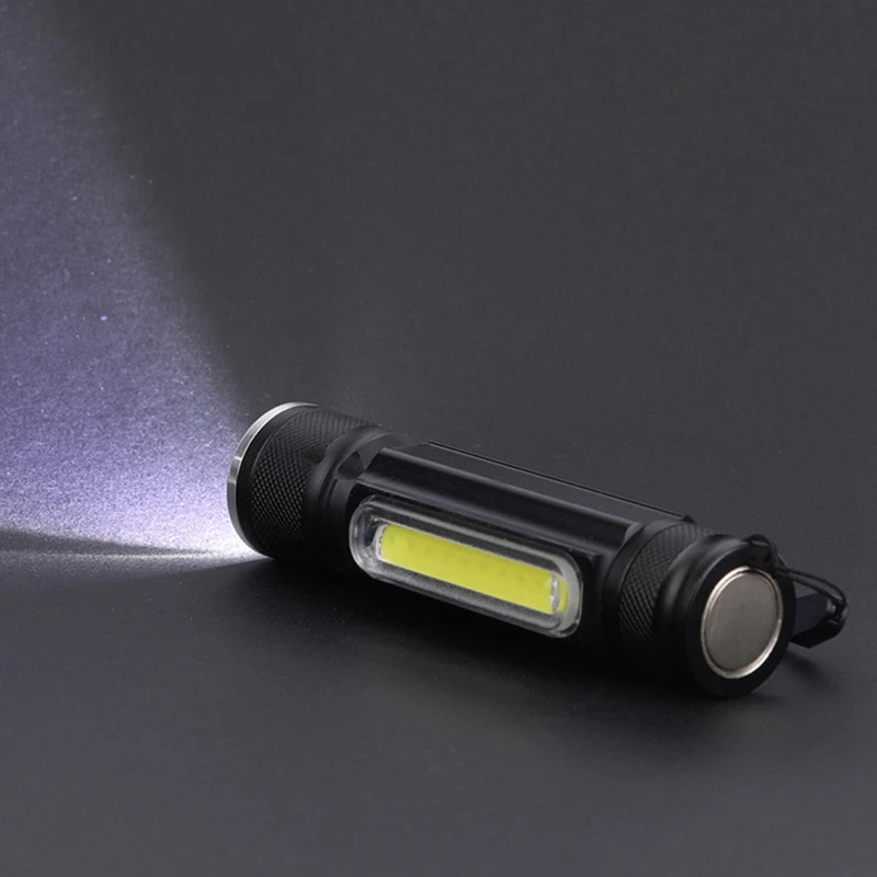 مصباح يدوي قوي مقاوم للماء ، مصدر ضوء مزدوج صغير ، USB ، مصباح طويل المدى ، متعدد الوظائف