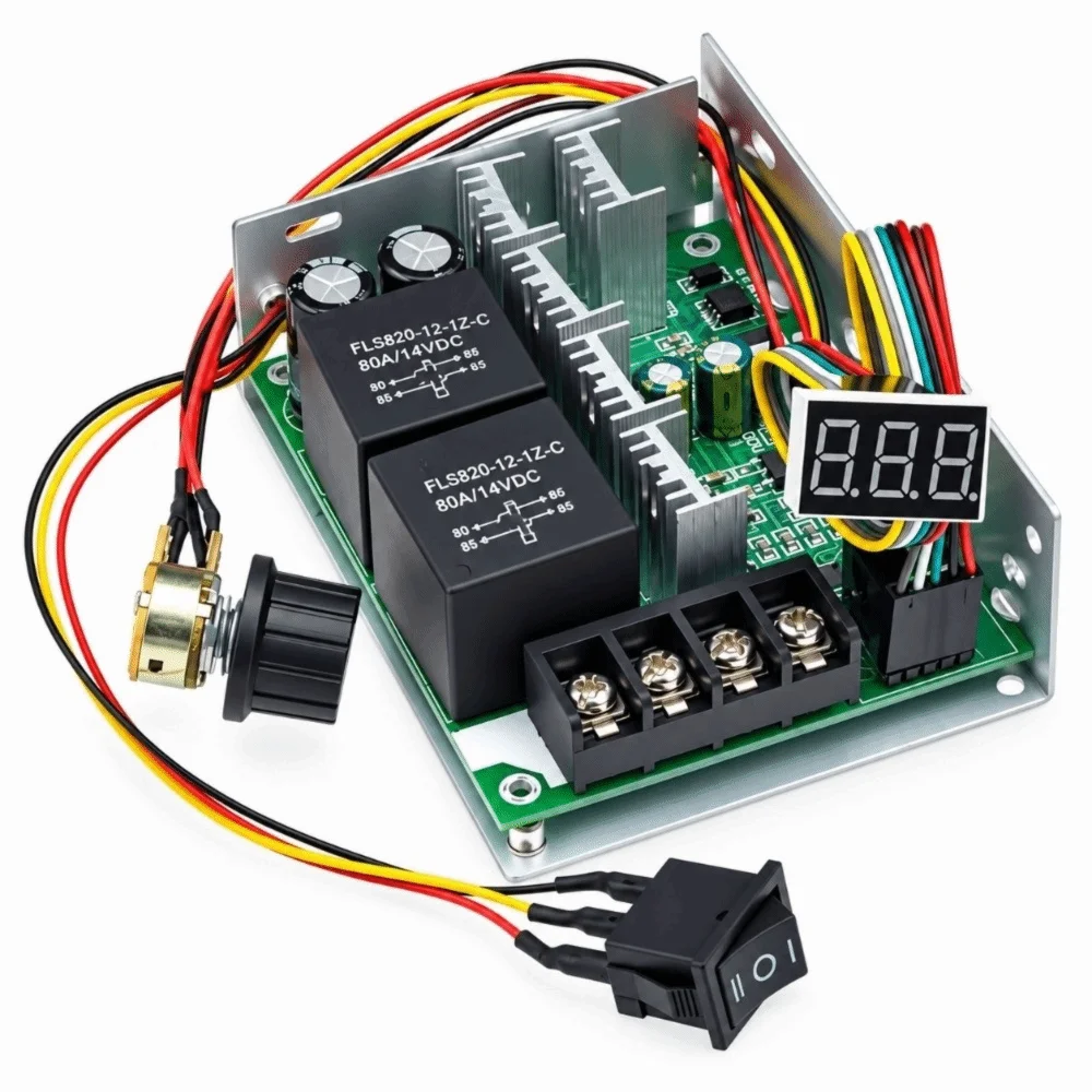 60A Current Rating PWM Motor Speed Controller DC 10-55V Input 0-100% Adjustment Adjustable Speed Controller LED Digital Display