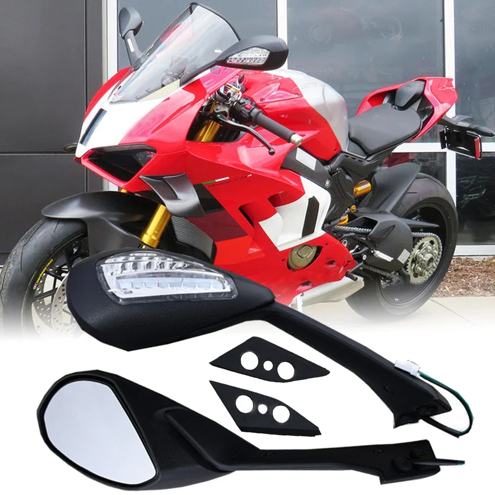 For Ducati Panigale V4S V4R SP 2018-2023 2024 V4 Rearview Mirrors Rear View Foldable LED Integrated Turn Signals Light Moto Part