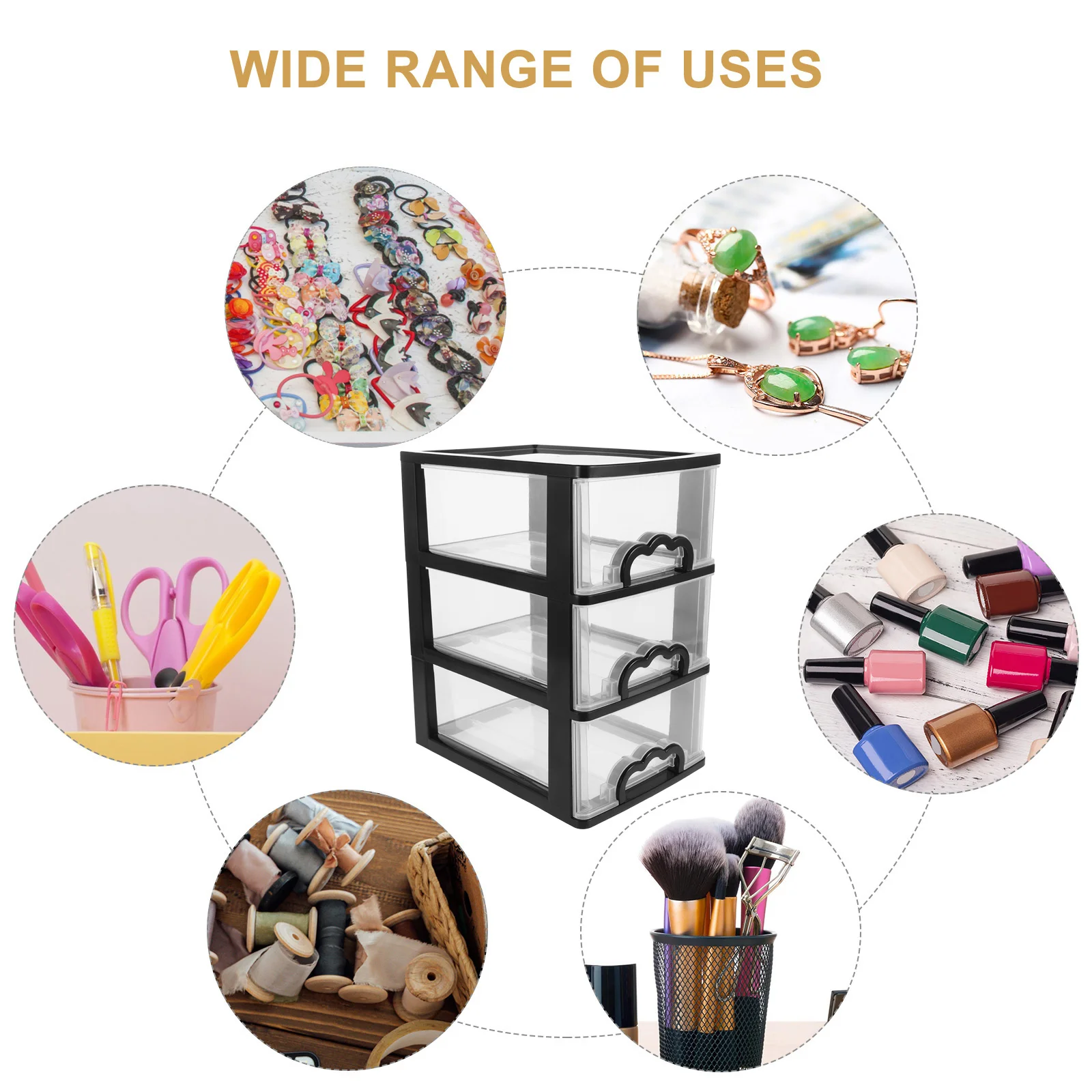 منظم درج سطح المكتب البلاستيكي القابل للتكديس، صندوق تخزين منزلق مكون من 3 طبقات لمستلزمات المطبخ والمستحضرات التجميلية