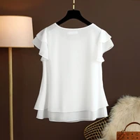 Fashion Brand Summer Oversized Loose and Thin Casual Blouse Top Short Sleeve Chiffon Top White Blouse Green Women’s Tops M-6XL - Image 2