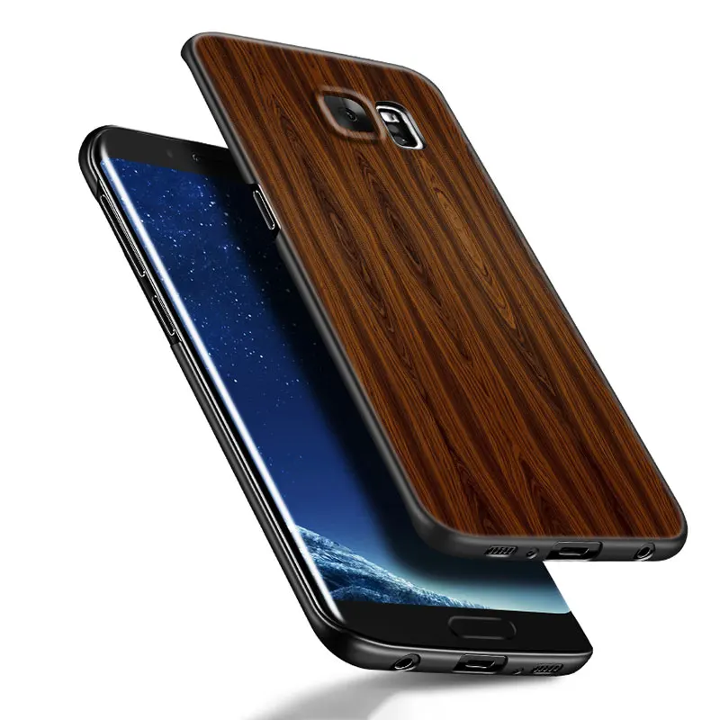 Funda de teléfono de silicona negra de madera Natural para Samsung Galaxy S20 S23 FE S21 S22 S24 Plus Ultra