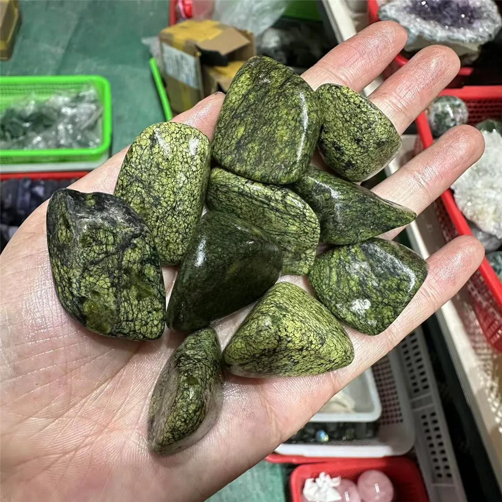 Natural Green Serpentine Gravel Specimen Size Irregular Tumbled Stones Reiki Healing Crystal Quartz Mineral Home Aquarium Decor