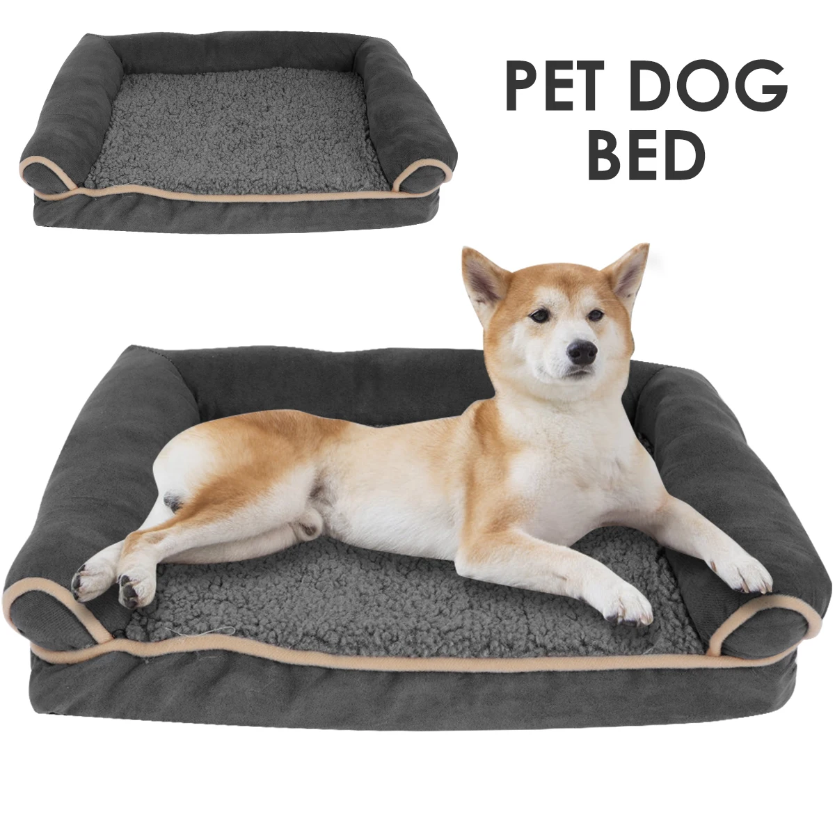 Dog Bed High Resilience Pet Bed Cat Cushion 15.7×11.8×3.5 Inch Rectangular Plush Puppy Bed Comfortable Pet Sleeping Mat with