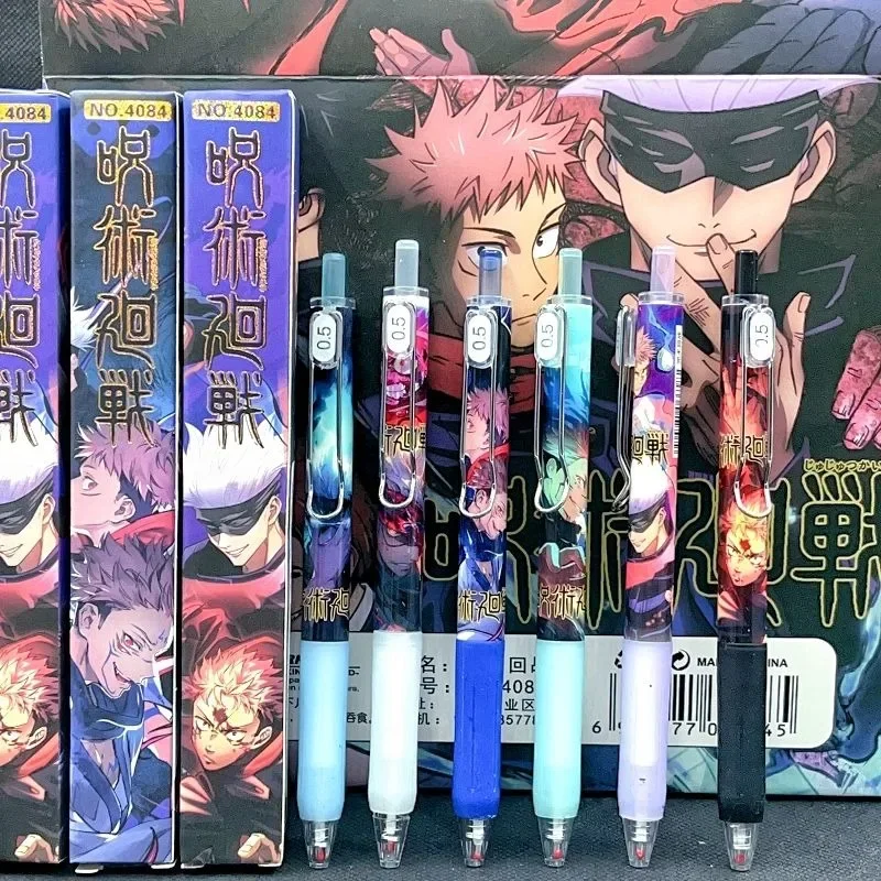 6pcs Jujutsu Kaisen Gel Pens Black 0.5mm Gojo Satoru Anime Press Pen Cartoon Stationery Student Writing Exam School Supplies