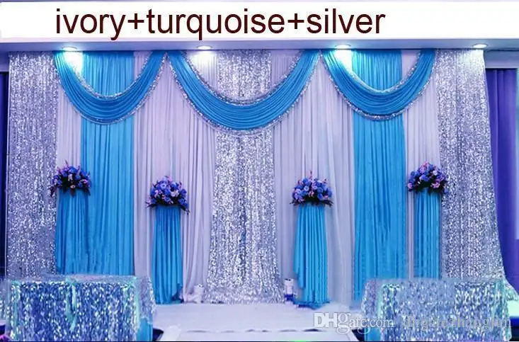 10ftx20ft Wedding Backdrop Swag Party Curtain Celebration Stage Performance Background Drape Silver Sequins Wedding Favors