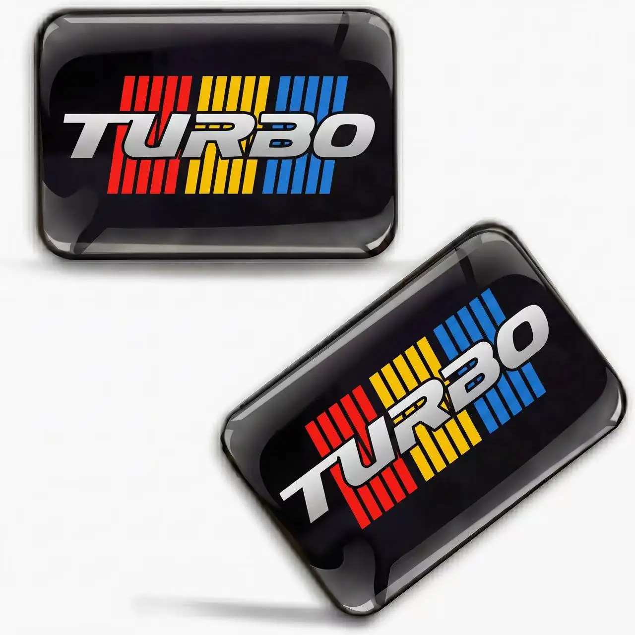 Set of 2 Turbo Tri-Color Car Stickers, Sports Automotive Badges And Emblems for Motorcycle helmet  Vehicle Additions