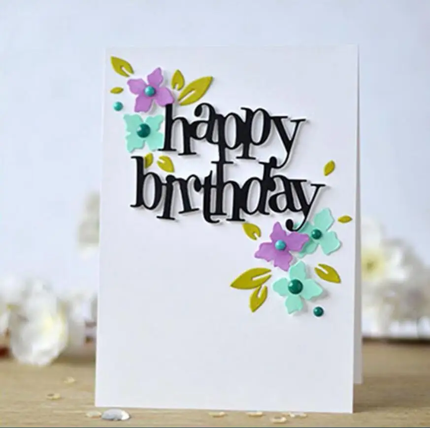 happy birthday letter Metal Cutting Dies Cut Mold Decoration Scrapbook Paper Craft Knife Mould Blade Punch Stencils