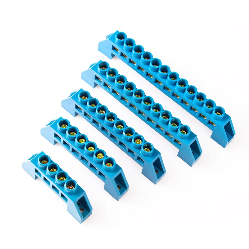 Blue White Green Zero Line 4Pin 6Pin 8Pin 10PiN 12PiN Brass Screw Grounding Bridge Terminal Block Connector Earth And Neutral