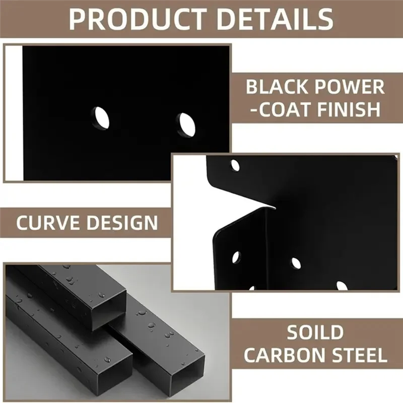 

ABVA-3-Way T Brackets Heavy Duty T-Angle Corner For Extension Post Gazebos For Extension Post Gazebos, Patio, Pergolas