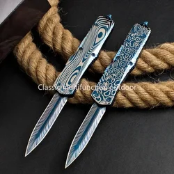 Tactical MICR Series Pocket Knife 440C Blade Blue Zinc Aluminum Alloy Handle Outdoor Self Defense Knives EDC for Men Gifts