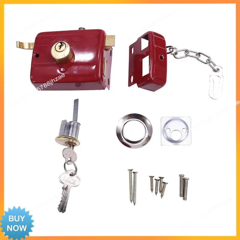 A10R เหล็กหล่อ Anti-Theft ล็อคประตูด้านนอกหลายประกันความปลอดภัยในครัวเรือนในร่มหอพักพร้อมกุญแจไม้ประตูล็อค