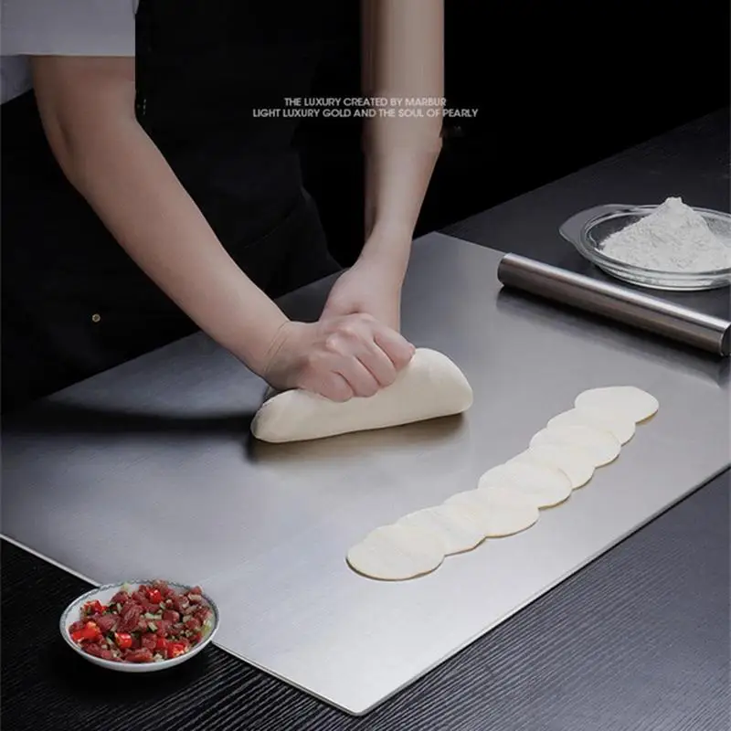 

Cutting Board with Lip Extra Large Stainless Steel Chopping Board Baking Board Kitchen Gadget for Bread Dough Meat Vegetables