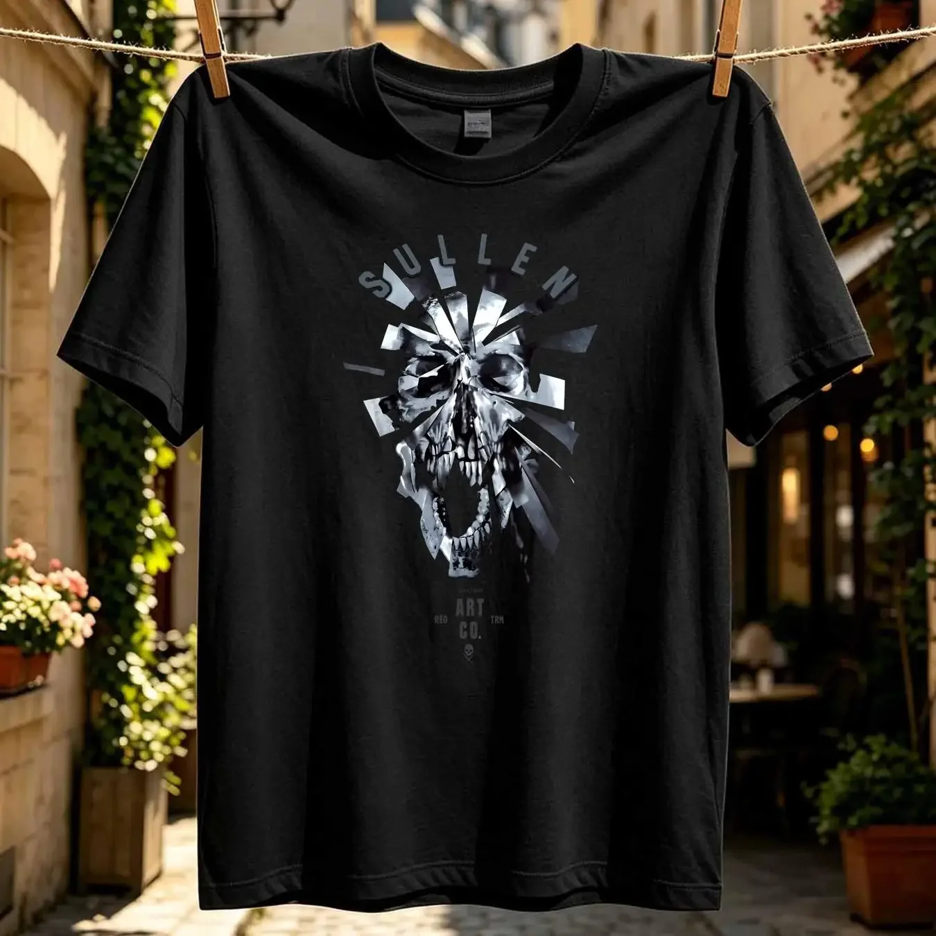 washed T Shirt Sullen Shattered SCM3639 Standard Tattoo For Men long or short sleeves vintage Washed fashion Stylish Breathable