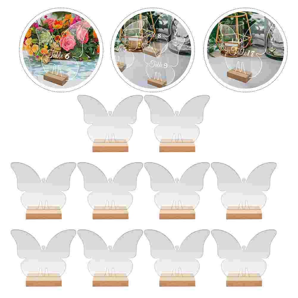 

10 Sets Acrylics Butterfly Seat Card Blank Ornaments Table Sign Number Transparent Digital Signage