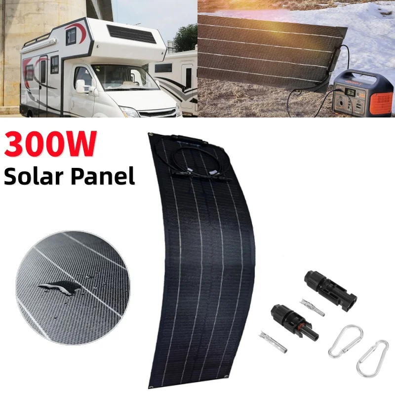 단결정 실리콘 태양 전지, 해양 캠핑 보트 RV 야외용 300W 태양광 패널 18V PET/ETFE 플렉시블