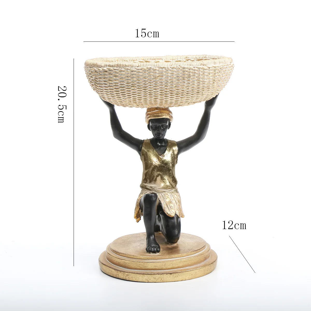 Resin African Man Figurine Tray Tribal Decor Storage Basket Practical Home Desktop Organizer Ornament