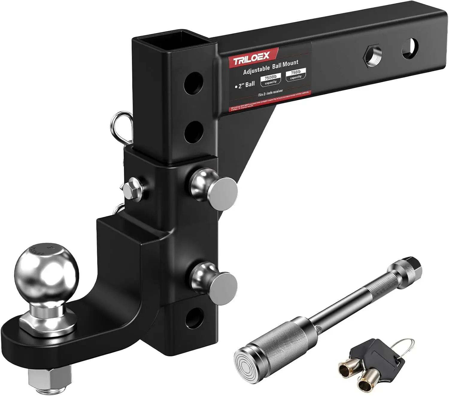 

Adjustable Trailer Hitch Ball Mount, 2' Receiver, 7500lbs Capacity, 9.5' Drop & 8.25' Rise