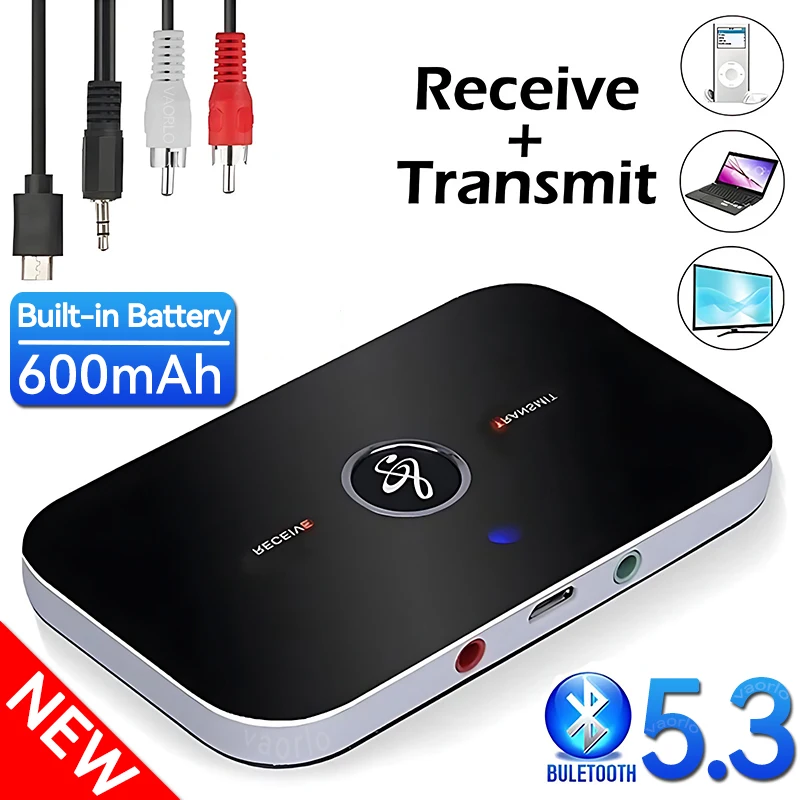 Ricevitore trasmettitore audio Bluetooth 5.3 aggiornato RCA Jack AUX da 3,5 mm Dongle USB Adattatore wireless per musica per cuffie TV per PC per