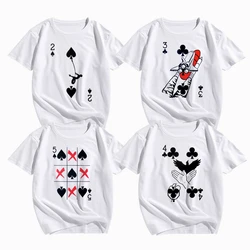 Playing Card Deck Of Cards Bridge Group Team Casino Party Women&Men Tee Shirt Casual basic O-collar White Short Sleeved T-shirt