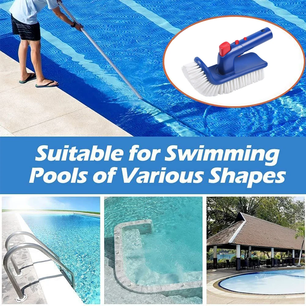 فرشاة حمام السباحة فرشاة تنظيف اليد نهاية منحنية 180 درجة زاوية حمام السباحة وفرشاة الدرج شعيرات دقيقة لتنظيف حوض السباحة الساخن