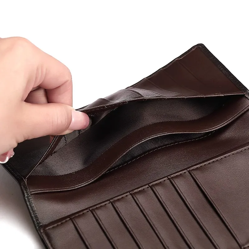 leather-id-card-holder-wallet-large-capacity-multi-function-long-style-men's-women's-anti-theft-multi-card-slot-clip