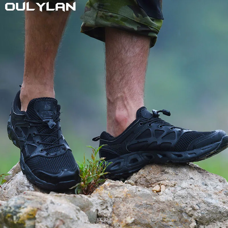 

Outdoor Mens Army Climbing Hiking Desert Water Shoes Anti Slip Breathable Lightweight Amphibious Shoes Sneakers