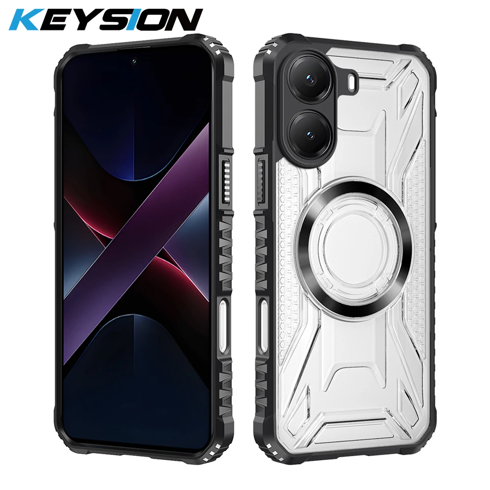 Прозрачный магнитный чехол KEYSION для Xiaomi POCO X7 Pro 5G, мягкий силиконовый + ПК, сверхпрочный противоударный чехол для телефона Redmi Turbo 4