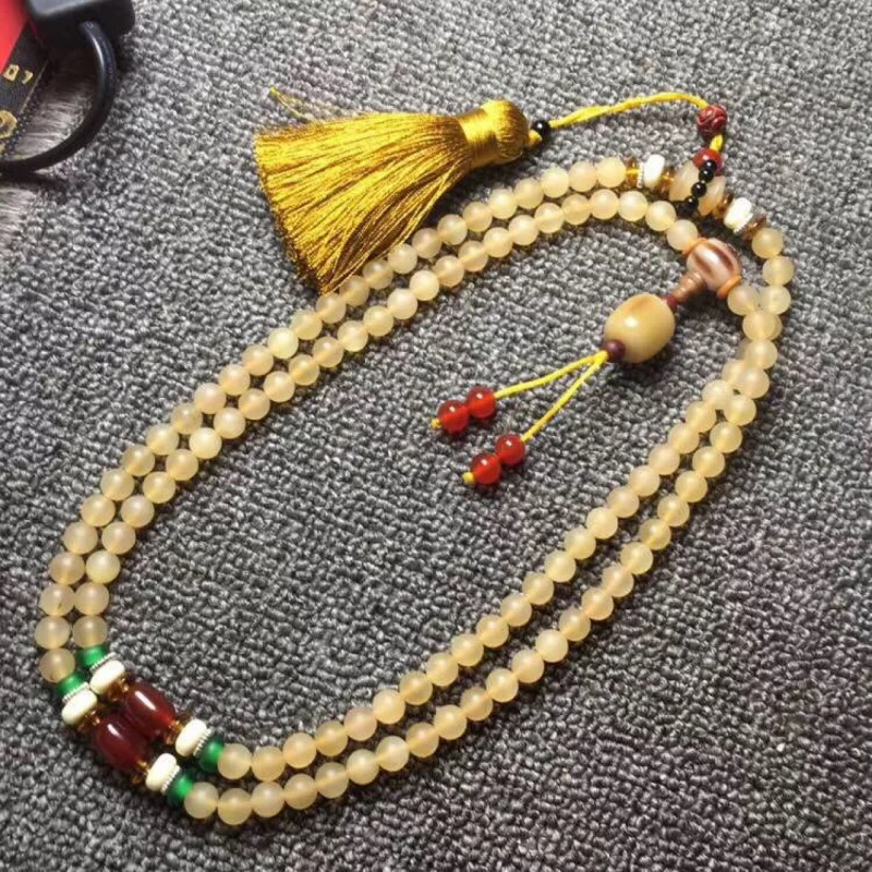 Natural Cavel Ethnic Style Necklace, with Red Agate, Colored Glaze Spacer, Horn Tee and Beiyun