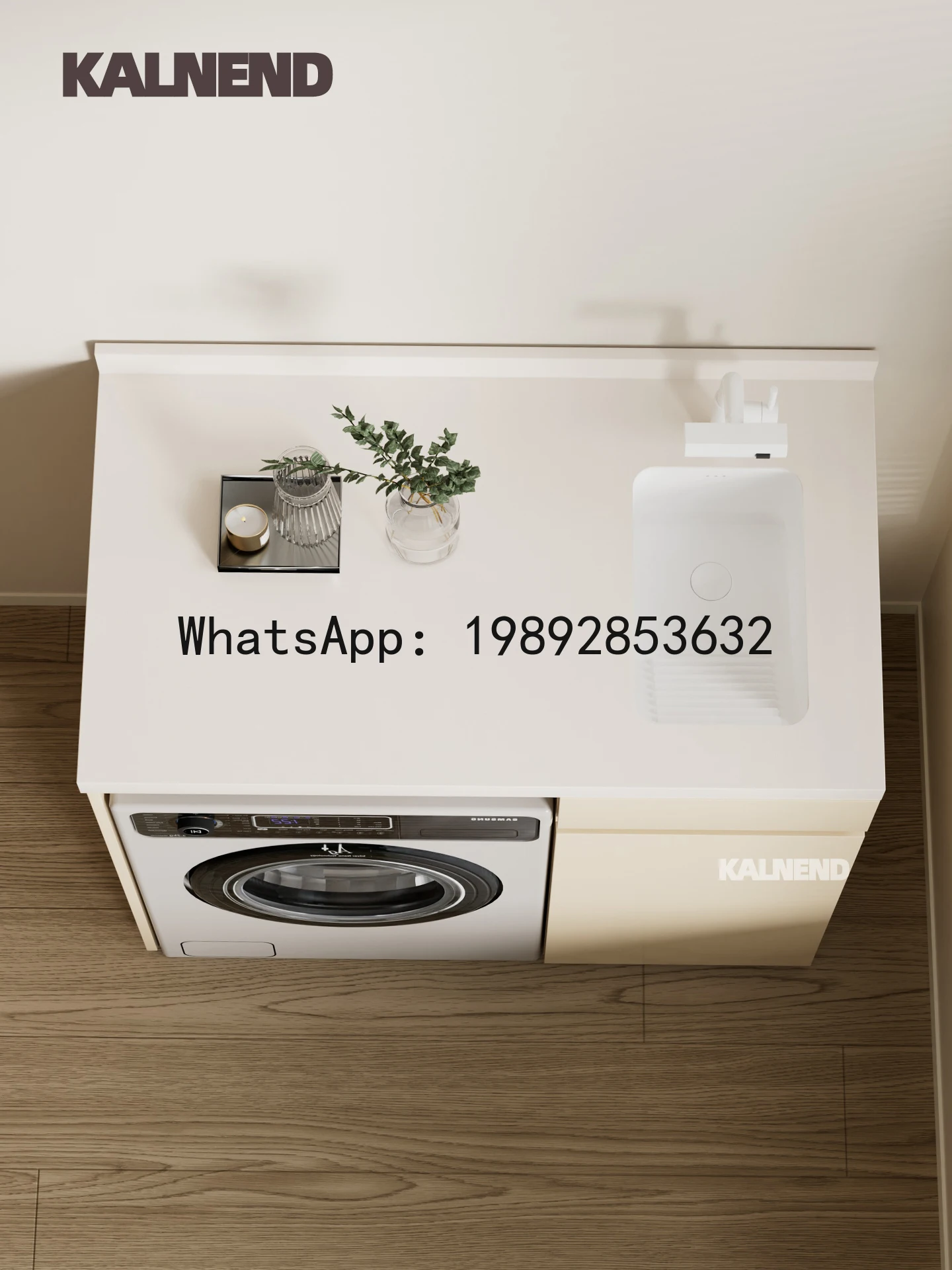 LYY Seamless Integrated Ceramic Basin Washing Machine Cabinet Combination Modern Rock Board Countertop Large Capacity Washstand