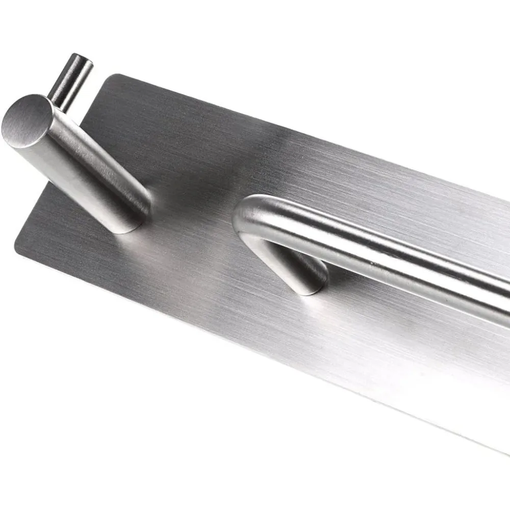 towel bar rack with hook, 13.38 inch 3m self adhesive stainless steel towel holder organizer for bathroom kitchen bedroom, brus