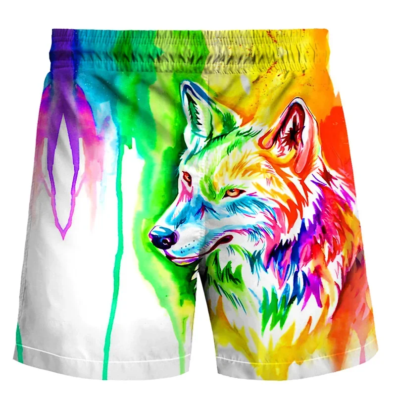 Fashion fierce wolf Hawaiian casual printed shirt printed men\'s 3D shirt beach 3D printed Harajuku hip hop shirt