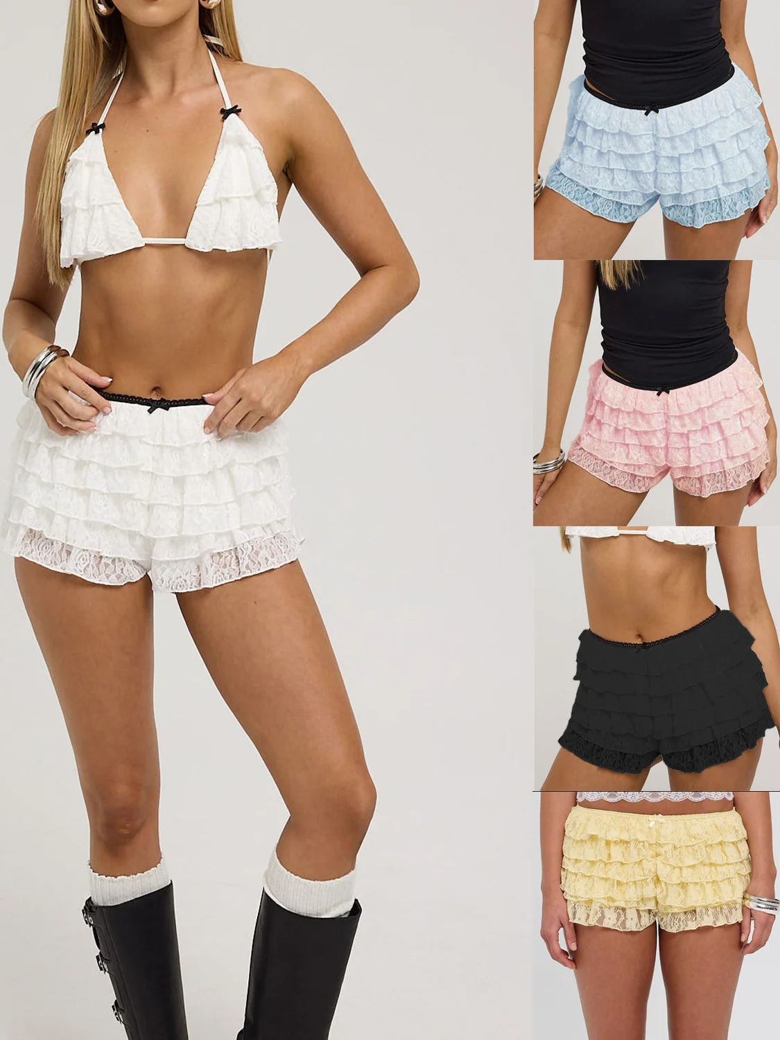 Gonna casual in pizzo da donna Pantaloni a vita alta Gamba dritta Fibra di poliestere Piegato Orbs Faionable Semplice Sle Autunno sottile