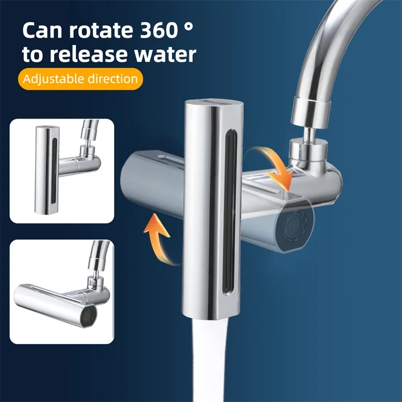 360° Rotation 3 in 1 Waterfall Kitchen Faucet 3-Function Kitchen Sink Extender Spray Nozzle High Pressure Kitchen Tap for Sink