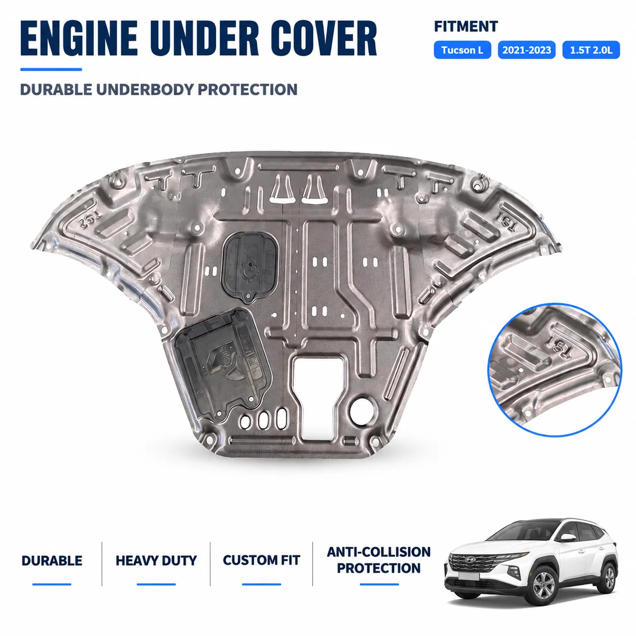 Custom Fit Engine Skid Plate For Hyundai Tucson L 2021-2023 1.5T 2.0L Heavy Duty Underbody Protection Anti Collision Design