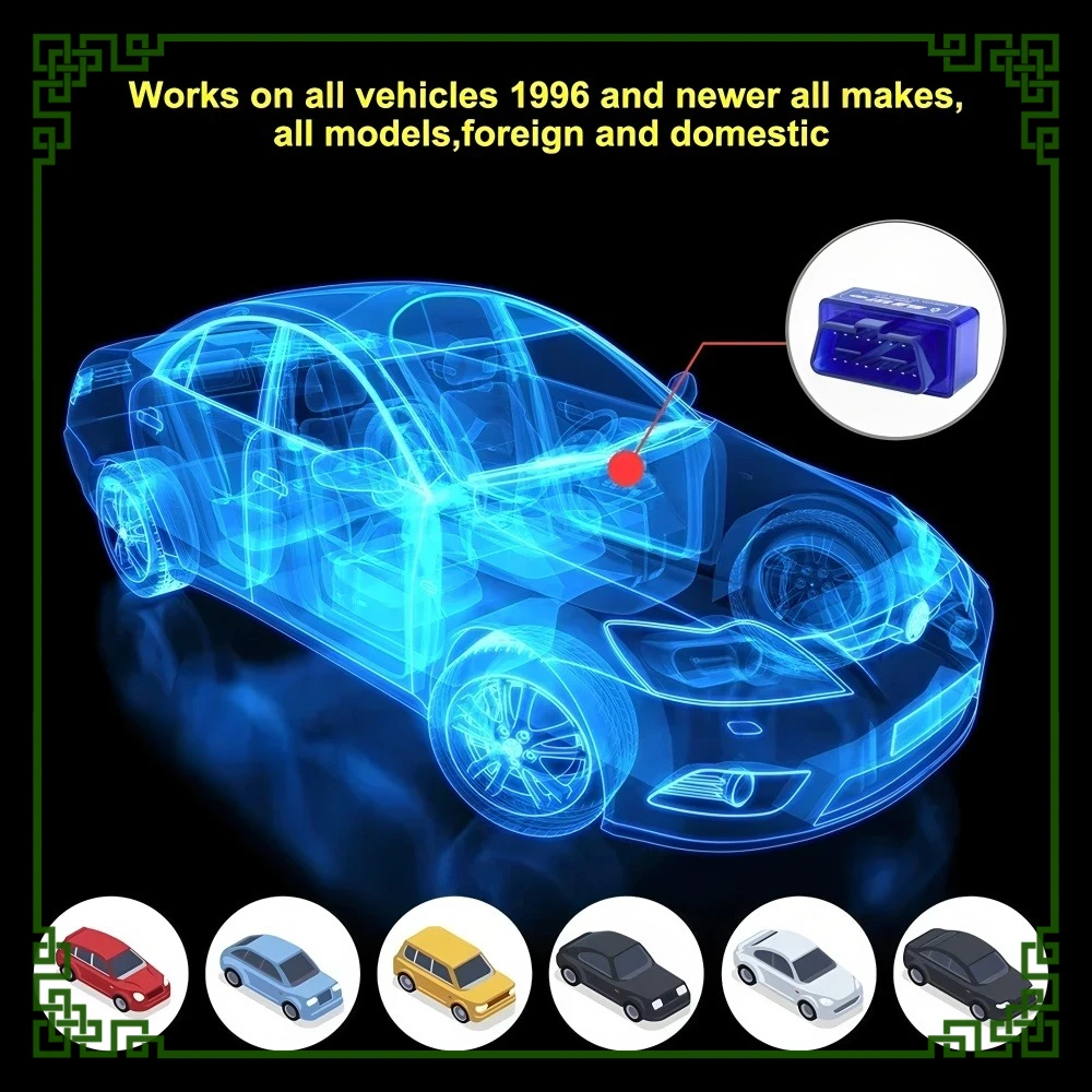 Mini ELM327 V2.1 Obd2 قارئ رمز الماسح الضوئي لنظام أندرويد/IOS بلوتوث أداة تشخيص السيارات كاشف أخطاء السيارات