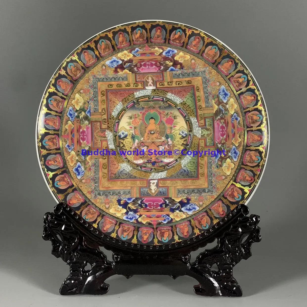 

Exclusive Buddhist Thailand Tibet home talisman Altar Elysian Fields Paradise Thangka buddha mandala decoration Porcelain statue