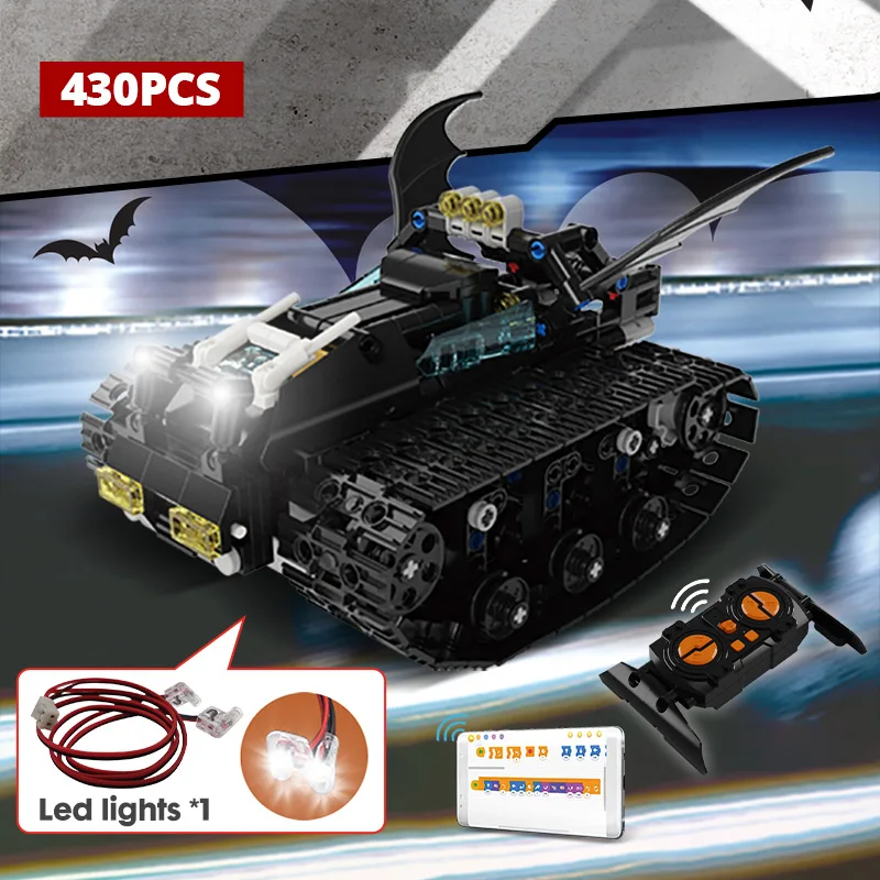 Technical APP Remote Control KAIYU K96128 Batmobile Tank Chain Vehicle Bricks Building Blocks Programming Toys For Boys Moc Gift