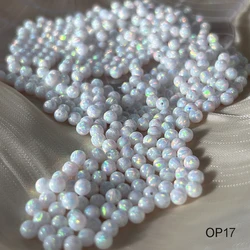 5 Pieces White Opal Beads Synthetic Opal OP17 Loose Ball for Jewlery Making