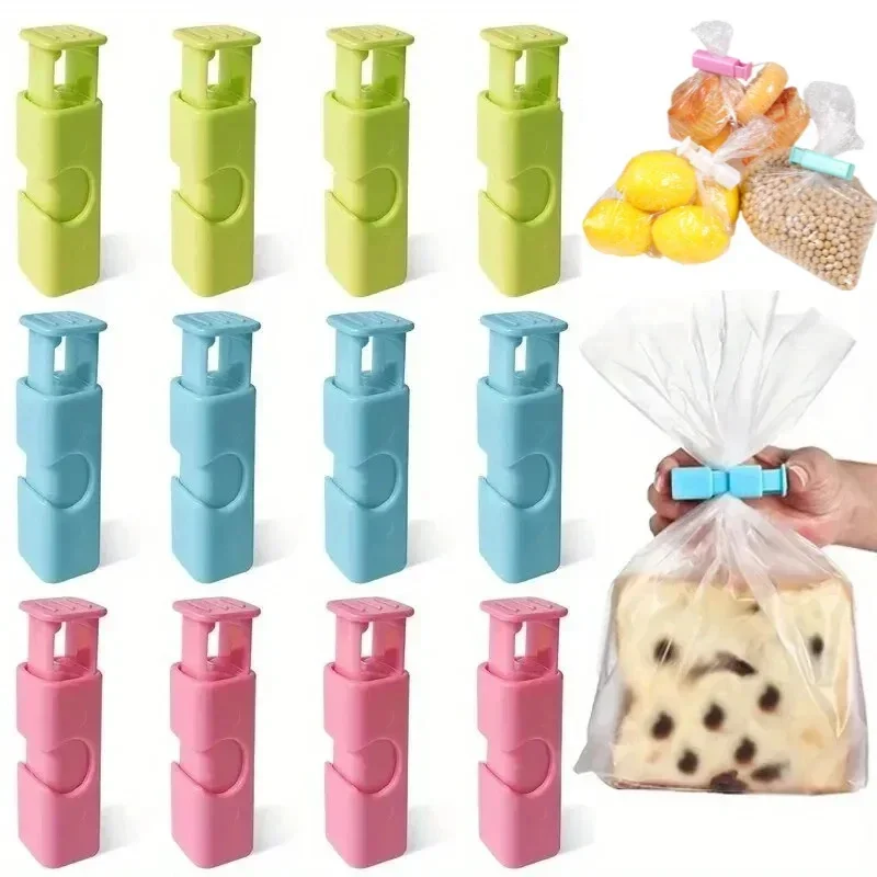 Clips Reutilizables para Bolsas de Alimentos (Paquete de 4) para Sellar Bocadillos, Papas Fritas y Productos Secos para Conservar la Frescura